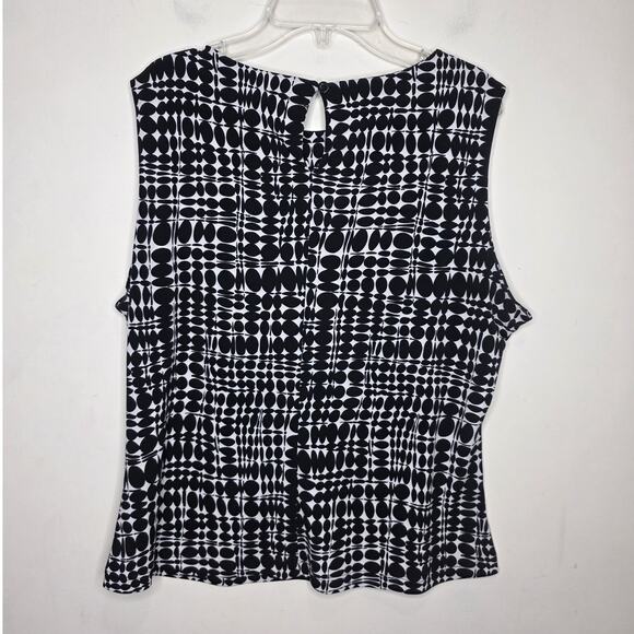 Calvin Klein black white abstract design sleeveless blouse - large - Picture 4 of 6